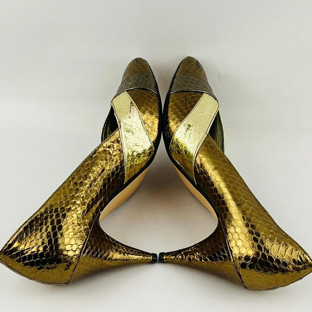 Womens‎ 6.5M Sutton Plaza Pumps Metallic Bronze Gold Copper Faux Snakeskin Heels